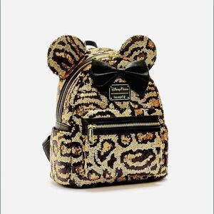 Disney Leopard Sequin Loungefly Backpack NWT